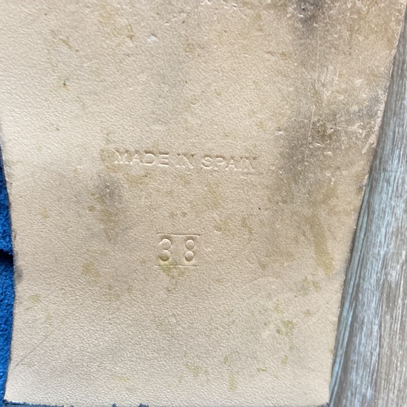 Anthropologie Klub Nico Gabbie Ruffled Blue Suede Flats, 38 / US 9 - Picture 9 of 12